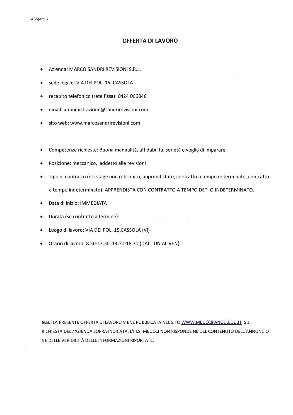 Offerta lavoro 385